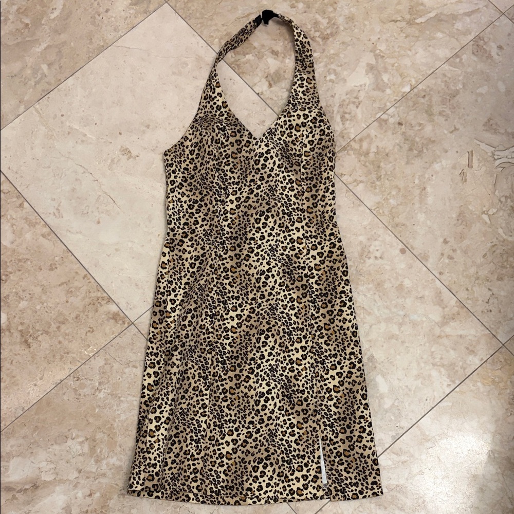 Leopard Print Halter Dress